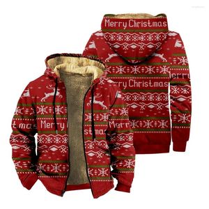 メンズパーカー2023クリスマス面白い赤いグラフィックジャケットジオメトリカジュアルデイリーホリデーフリース冬の服アパレルジッパー