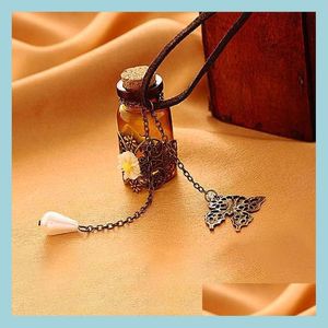 Pendant Necklaces Long Retro Leather Cord Sweater Chains Wooden Cork Carved Wishing Bottle Necklace Drop Delivery Jewelry Pendants Dhpip