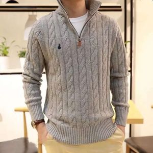 Designer de suéter masculino pólo meio zíper com capuz de manga longa de malha de malha torce