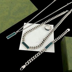 Gioielli 22ss Argento 925 Lettera G Collana con pendente in smalto verde Bracciale moda da uomo e da donna regalo festivo274i