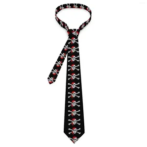 Papillon Cravatta da uomo Collo con stampa teschio pirata Jolly Roger Crossbones Design retrò con colletto casual Abbigliamento quotidiano Accessori per cravatte da festa