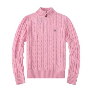 Lyxiga herresdesigner Herrmärke Högkvalitativ tröja Stickad Europeisk halv hals Dragkedja Flip Collar Pullover varm casual tröja