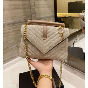 Scatola originale Designer classico Borse a tracolla a tracolla Donna Marchio di lusso Moda Lady Khaki Manico stile y Catene d'oro Borse Borse Borsa a mano a tracolla in tela