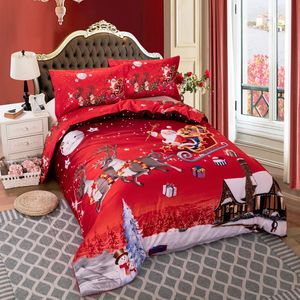 Set biancheria da letto Merry Christmas Set stampato Copripiumino singolo matrimoniale Queen King Size Biancheria da letto Regalo di Natale 231204