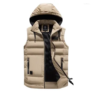 Men's Vests Mens Outdoors 2023 Cotton-Padded Winter Vest Warm Hooded Waistcoat Casual High Quality Male Coats