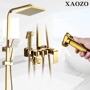 Bathroom Shower Heads SPA Set gold Imitation surface Rain Head Bath Mixer with Hand Faucet Rainfall 231204