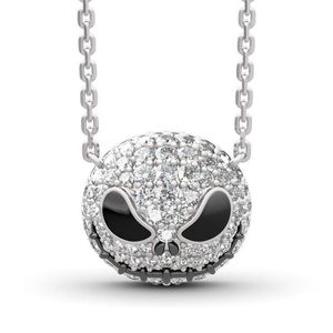 Nightmare before Christmas Skeleton Necklace Jack Skull Crystals Pendant Women Witch Necklace Goth Gothic Jewelry Whole J1218258x