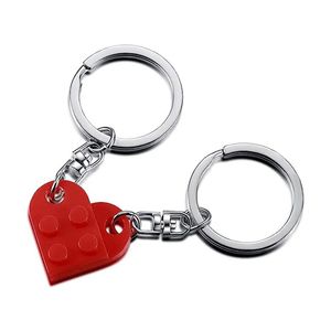 Keychains Lanyards Brick Keychain for Couples Friendship 2pcs Matching Heart Colorful Keyring Set Girlfriend Boyfriend Valentines Day Gifts 231204
