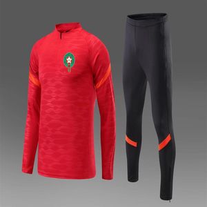 Marokko Herren-Fußball-Trainingsanzüge Outdoor-Lauftrainingsanzug Herbst und Winter Kinder-Fußball-Heimtrikots Angepasstes Logo2207
