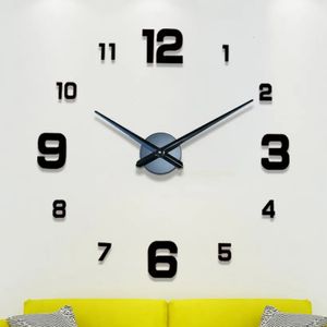 Relógios de parede Design moderno grande relógio de parede 3D DIY relógios de quartzo relógios de moda acrílico espelho adesivos sala de estar decoração de casa horloge 231205