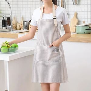 Önlükler Moda Basit Smallfresh Stripe Mutfak Antifoul Önlük Pinafore Kadın Yemek Aksesuarları Cafe Restoran Çiçek Dükkanı Tahil 231204