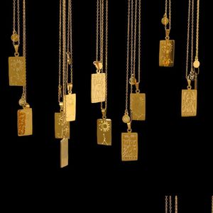 Pendant Necklaces Fashion Jewelry 18K Gold Plated Tarot Card Double Side 12 Zodiac Pendant Horoscope Star Necklace Staineless Steel Co Dhq1K