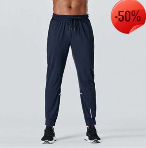 Lu Lu L Herr Jogger Long Pants Sport Yoga Outfit utomhus för att köra Yogo Gym Pockets Sweatpants Byxor Mens Casual Elastic midja