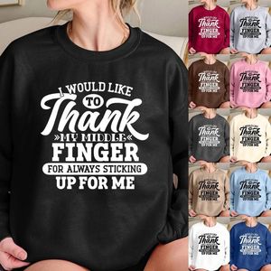 Men's Hoodies I Would Like To Thank My Middle FingerWomen's Lettering Print Round Neck Long Sleeve Sweatshirt