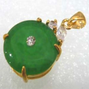 Hela billiga 2 färg vackra grön jade pärla välsigne 18 kgp hänge halsband kedja204p