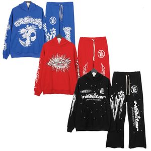 Hellstar moletom com capuz designer de manga comprida vintage lavado e envelhecido monograma impressão espessada athleisure suéteres graffiti moletom com capuz 2023