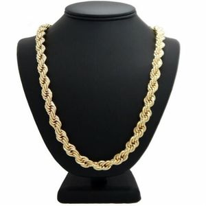 Hip Hop Rope Chain Necklace 14k Gold Plated 10mm 24 inch2140
