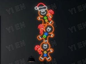 Objetos decorativos estatuetas homem-biscoito sinal de néon personalizado luz de natal decoração festa engraçada led 231204