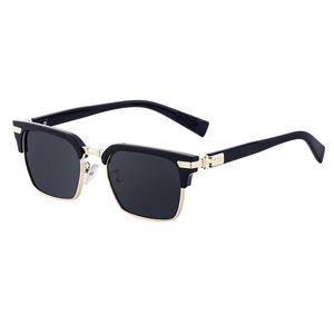 Occhiali da sole a doppio stile Montatura patchwork in metallo e PC con occhiali da sole alla moda con cerniera speciale