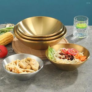 Skålar kreativa rostfritt stål soppa skål koreansk stil gyllene silver färg frukt sallad enkelskikt köksredskap