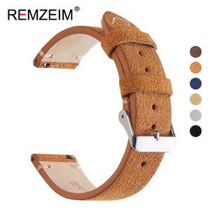 Watch Bands Vintage Handmade Soft Watch Band Quick Release Wristbelt Retro Suede Stitching Strap Genuine Leather Bracelet 18mm 20mm 22mm 231204