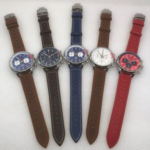 Wysokiej jakości męskie modne zegarek klonów AAA 41 mm luksusowa skórzana bransoletka z świetlistym wodoodpornym szklanym szklanym dar