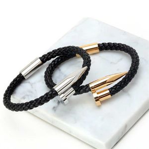 McLlroy Bracelets Men Brackelts Bangles Pulseiras 6mm Weave本革ネイルブレスレットチャームラブカフブレスレットMasculina309c