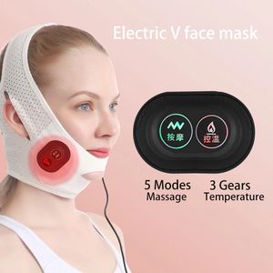 Ansiktsvårdsenheter Electric V-Line Up Lift Belt 5-lägen Lyftanordningen Värmning Face Slimming Vibration Massager Ta bort Double Chin Machine 231204