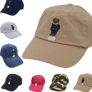 2023 Caps Classic Polo Baseball Cap Blue and Green Stripe Sweater Bear Embroidery Outdoor Hat جديد مع علامة للجملة بالجملة