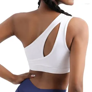 Yoga Kıyafet Asimetri Tek Omuz Sütyen Salonu Kadın Koşu Üstleri Şok geçirmez Fitness Spor Sütyen Hızlı Kuru Seksi Egzersiz İç Çamaşırı