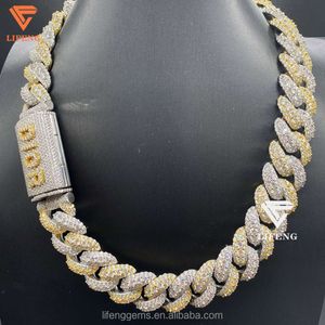 Modeschmuck Zweifarbige Iced Out Vvs Moissanit Halsketten 925 Sterling Silber Hip Hop Miami Cuban Link Chain