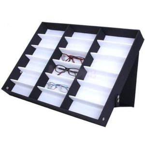 18 rutnät Glasögon Lagring Display Case Box Eyeglass Solglasögon Optisk Display Organiser Frames Tray287J