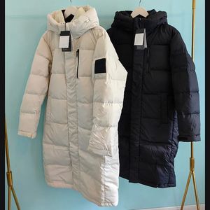 디자이너 다운 재킷 자수 배지 코트 북쪽 따뜻한 파카 코트 얼굴 허리 따뜻한 모피 칼라 긴 여자 겨울 코트