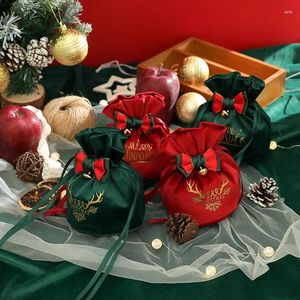 Noel dekorasyonları 3pcs Happy Party Velvet Hediye Çantaları Şeker Kurabiyeleri Ambalaj Çantası Paskalya Yumurta Sepeti Bebek Duş Doğum Günü Dekor