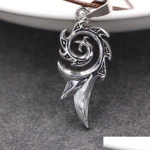 Pendant Necklaces Mens Punk Dragon Flame Titanium Stainless Steel Cool Leather Chain Pendant Necklace Wholesale Drop Delivery Jewelry Dh5L3