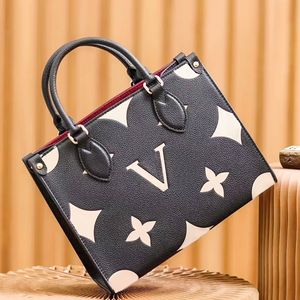 Small ON THE GO shop travel Designer bag Womens mens Luxury Genuine Leather Clutch Tote Bag Cross Body embossed With shoulder straps old flower Purses satchel hand bag