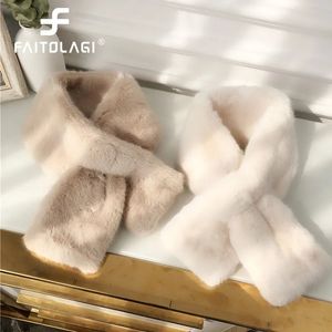 Schals FAITOLAGI Koreanischer Winter-Faux-Kaninchenfell-Damenschal, weicher Plüsch-Snood-Schal, einfarbig, Halskragen, Wärmer, Weihnachtsgeschenk, 231204