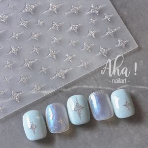 Stickers Decals Nail Art Selfadhesive Silver Glitter Butterfly Shiny Stars Lines Heart Shaped Decorations Ultra Thin 231204