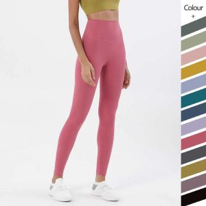 Byxor som kör yogas ben fitness gymkläder kvinnor leggins sömlösa träning leggings naken hög midja tights träning byxa