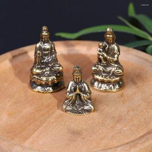 Dekorativa figurer Mini Antik mässing Buddha -staty Vintage Guanyin Bodhisattva Meditera figur Sakyamuni Buddhism Home Decor Gift Gift