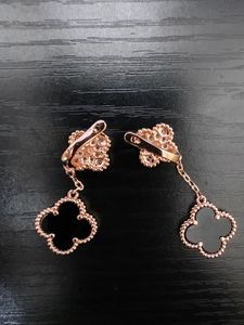Stud Four Leaf Clover Earring Black Charm Dangle Earrings Designer Earring For Women Girls Valentines Mothers Day Wedding Jewelry Gift Jang