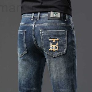 Men's Jeans designer Autumn and Winter Thick Men's Jeans Elastic Slim Fit Small Straight European Fashion Brand High end Youth Versatile Pants HSL1