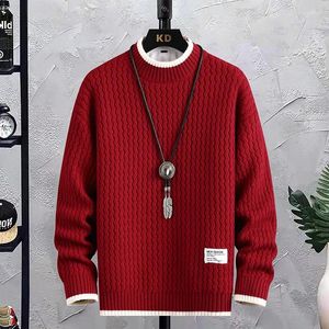 Erkek Sweaters Stripe Erkekler Kış Kore tarzı Erkekler Sıcak kazak moda ekleme renk desenleri yün kazaklar erkek