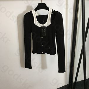 Sexy Button-Strick-Tops für Damen, schlank, langärmelig, Strickwaren, Rundhals-T-Shirt, Basis-Designer-Klassiker-Tops