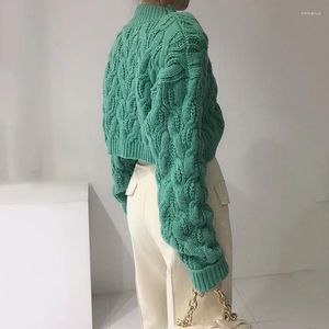 Kvinnors tröjor 2023 Spring Autumn Sweater Kvinnor Stickad Twist Pullover Långärmad Turtleneck Crop Tops Jumper Soft Warm Pull Femme