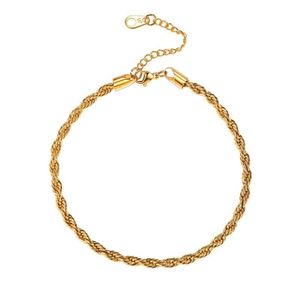 Anklets kvinnor flickor barfota smycken guld rostfritt stål charm repkedja anklet fot armband 22-27 cm lång A334182G