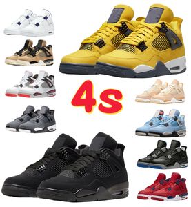 Jumpman 4 Mens 4s Designer Basketball Shoes Black Cat White Cement Military Canvas Pine Green Red Thunder Cool Grey Frozen Moments University Blue Sneakers