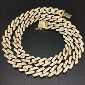 Paski sześcienne cyrkon lodowany Hip Hop Bling łańcucha męska biżuteria Naszyjnik Modna Miami Cuban Link łańcuchy bioder biżuteria złota