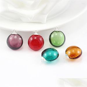 Kolye Kolyeler Kolye Kolyeleri 1 PC 18mm Murano Glas 925 Sterling Cap Esansiyel Yağ Şişesi Damla Dağıtım Takı N DH67O