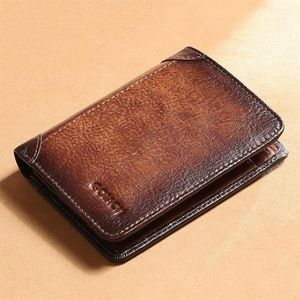 Luufan Retro-Stil Herren-Geldbörse aus echtem Leder für Männer, RFID-Anti-Diebstahl-Kartenhalter, Geldbörse, dreifach gefaltet, große Kapazität, Wallets269Y